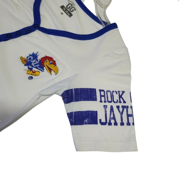 GG The Brand Women's Size Small KU Rock Chalk Jayhawk Pullover V-Neck T-shirt - Picture 8 of 13